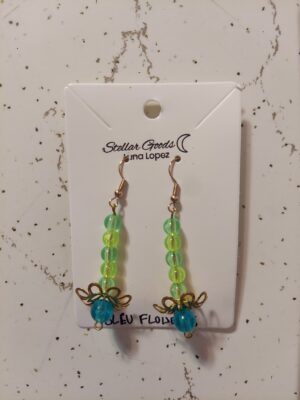 Bleu Flowers Earrings OOAK