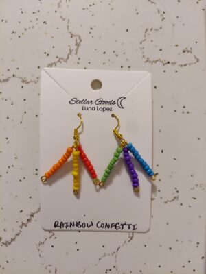Rainbow Confetti Earrings OOAK