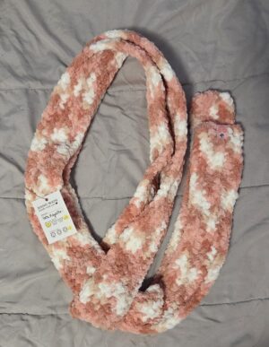 Pink and Cream Long Thin Scarf OOAK