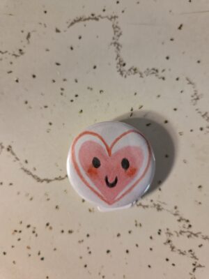 Smiley Double Heart Pin 32mm - Waterproof