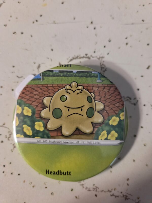 Shroomish Pokemon Pin 58mm - Waterproof