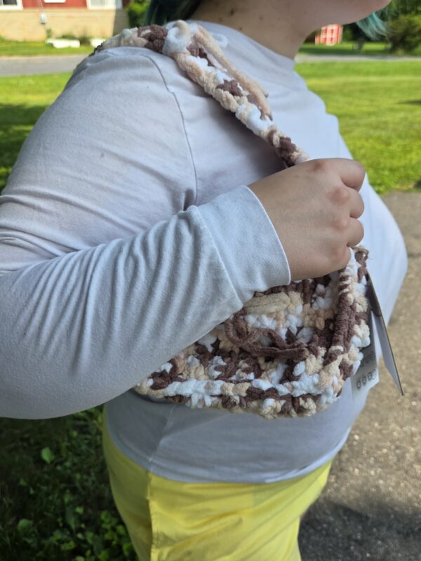 Brown and Cream Gradient Bag with Hand-sewn Bows - Image 2