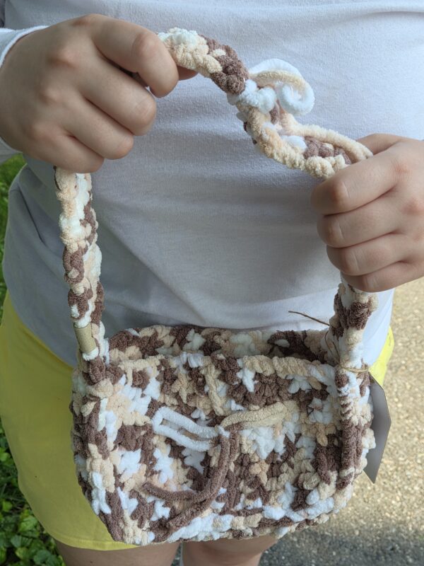 Brown and Cream Gradient Bag with Hand-sewn Bows - Image 3
